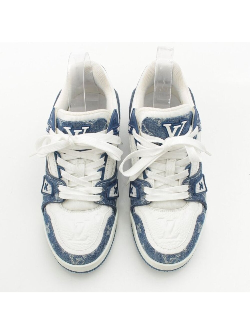 Louis Vuitton LV Denim Leather Low Cut Sneakers Blue - Picture 2 of 10